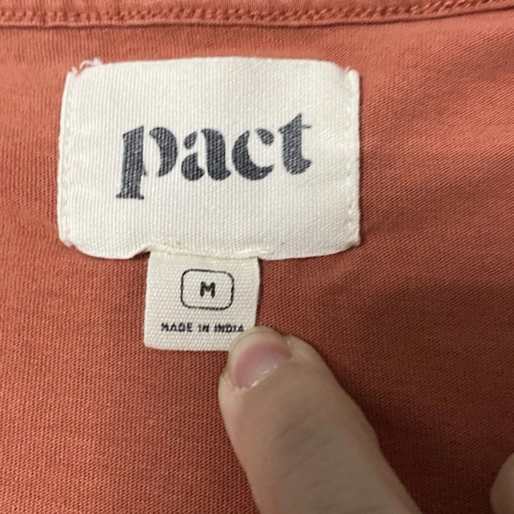 Pact T Shirt Womens M Orange Short Sleeves V-Neck Top Casual Organic Cotton Tee - Picture 6 of 8